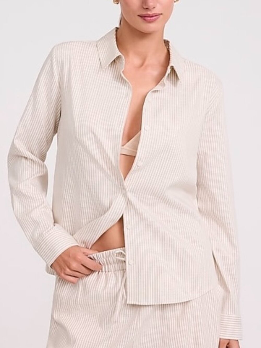 Express Slim Fit Portofino Shirt with Pink and White Stripes